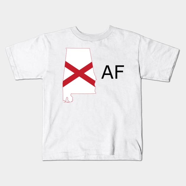 Alabama Flag State Outline AF (black) Kids T-Shirt by Big Term Designs
